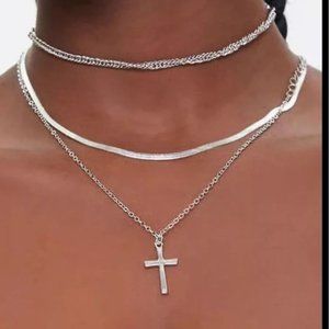 Silver plated Multilayer Cross ✝️ Necklace